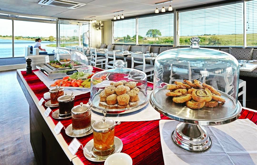 Typical breakfast spread on the Zambezi Queen. 